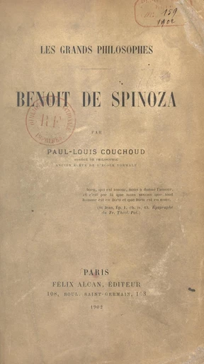 Benoit de Spinoza - Paul-Louis Couchoud - FeniXX réédition numérique