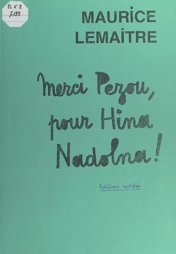 Merci Pezou, pour Hina Nadolna ! - Maurice Lemaître - FeniXX réédition numérique