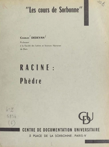 Racine : Phèdre - Charles Dédéyan - FeniXX réédition numérique