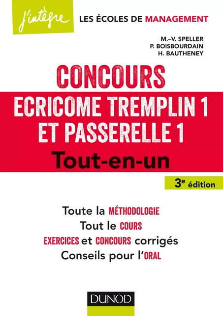 Concours Écricome Tremplin 1 et Passerelle 1 - 3e éd. - Marie-Virginie Speller, Pia Boisbourdain, Hélène Bautheney - Dunod