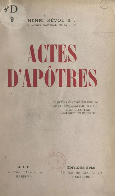 Actes d'Apôtres - Henri Révol - FeniXX réédition numérique