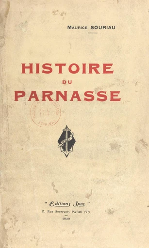 Histoire du Parnasse - Maurice Souriau - FeniXX réédition numérique