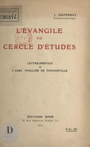 L'Évangile au cercle d'études - Jean Duperray - FeniXX réédition numérique