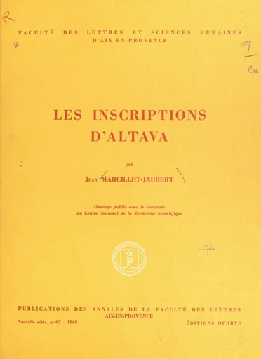 Les inscriptions d'Altava - Jean Marcillet-Jaubert - FeniXX réédition numérique