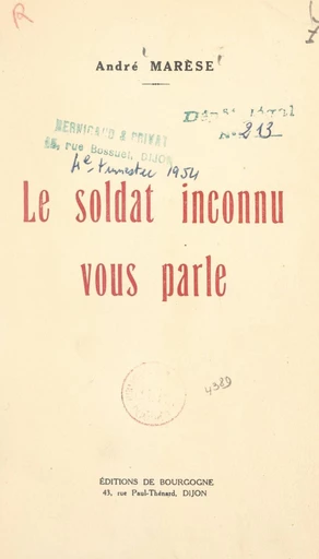 Le soldat inconnu vous parle - André Marèse - FeniXX réédition numérique