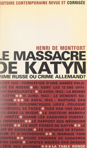 Le massacre de Katyn - Henri de Montfort - FeniXX réédition numérique