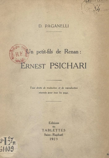 Un petit-fils de Renan : Ernest Psichari - Don Sauveur Paganelli - FeniXX réédition numérique