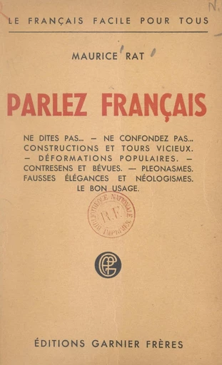 Parlez français - Maurice Rat - FeniXX réédition numérique