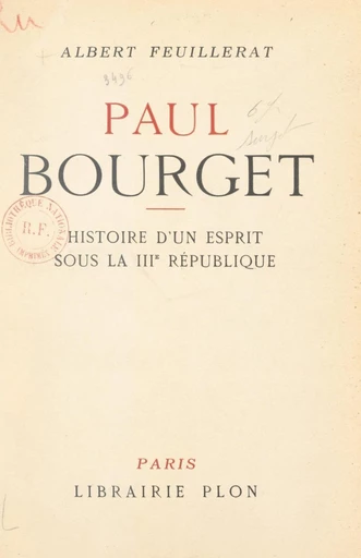 Paul Bourget - Albert Feuillerat - FeniXX réédition numérique