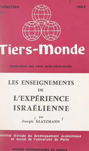 Les enseignements de l'expérience israélienne - Joseph Klatzmann - FeniXX réédition numérique