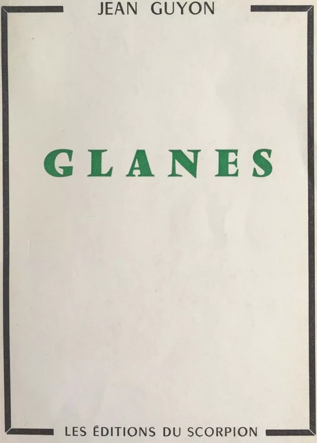 Glanes - Jean Guyon - FeniXX réédition numérique