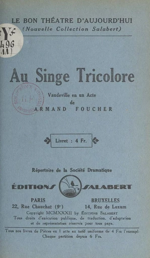 Au singe tricolore - Armand Foucher - FeniXX réédition numérique