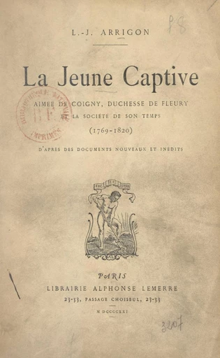 La jeune captive - Louis-Jules Arrigon - FeniXX réédition numérique