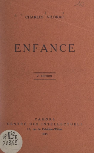 Enfance - Charles Vildrac - FeniXX réédition numérique