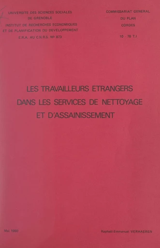 Les travailleurs étrangers dans les services de nettoyage et d'assainissement - Raphaël-Emmanuel Verhaeren - FeniXX réédition numérique