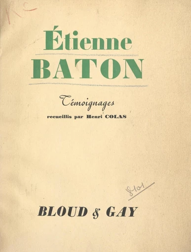 Étienne Baton -  Collectif, Henri Colas - FeniXX réédition numérique