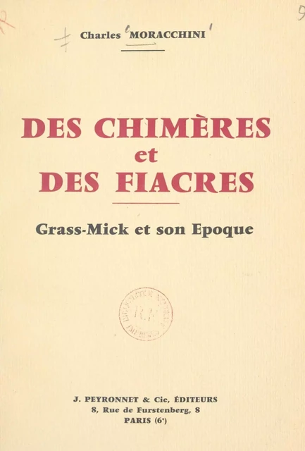 Des chimères et des fiacres - Charles Moracchini - FeniXX réédition numérique