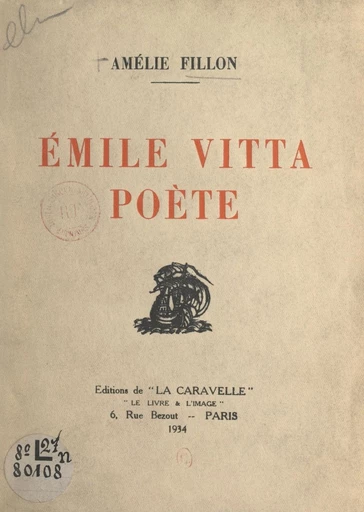 Émile Vitta, poète - Amélie Fillon - FeniXX réédition numérique