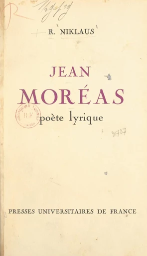 Jean Moréas, poète lyrique - Robert Niklaus - FeniXX réédition numérique