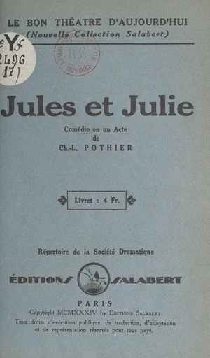 Jules et Julie - Charles-Louis Pothier - FeniXX réédition numérique