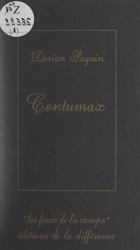 Contumax - Dorian Paquin - FeniXX réédition numérique