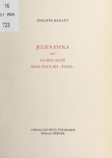 Julius Evola - Philippe Baillet - FeniXX réédition numérique