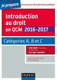 Introduction au droit en QCM 2016-2017 - 4e éd.