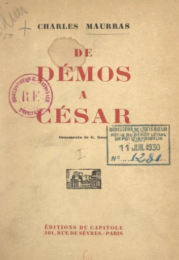 De Démos à César (1) - Charles Maurras - FeniXX réédition numérique