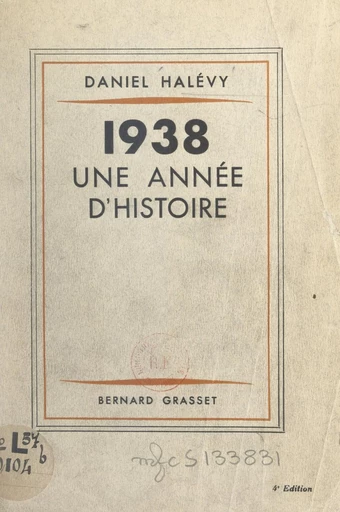 1938, une année d'histoire - Daniel Halevy - FeniXX réédition numérique