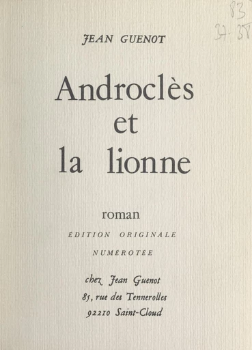 Androclès et la lionne - Jean Guenot - FeniXX réédition numérique