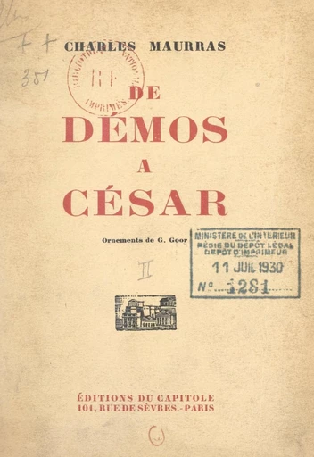 De Démos à César (2) - Charles Maurras - FeniXX réédition numérique