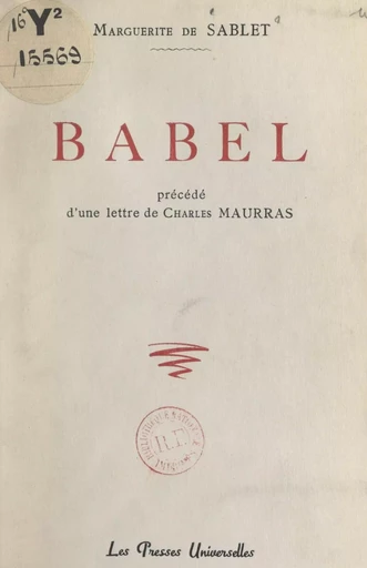 Babel - Marguerite de Sablet - FeniXX réédition numérique