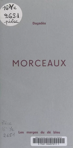 Morceaux -  Dagadès - FeniXX réédition numérique