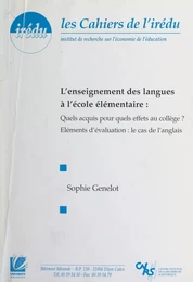 L'enseignement des langues à l'École élémentaire