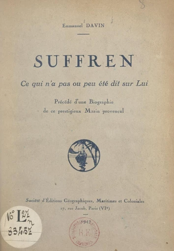 Suffren - Emmanuel Davin - FeniXX réédition numérique