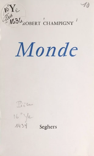 Monde - Robert Champigny - FeniXX réédition numérique