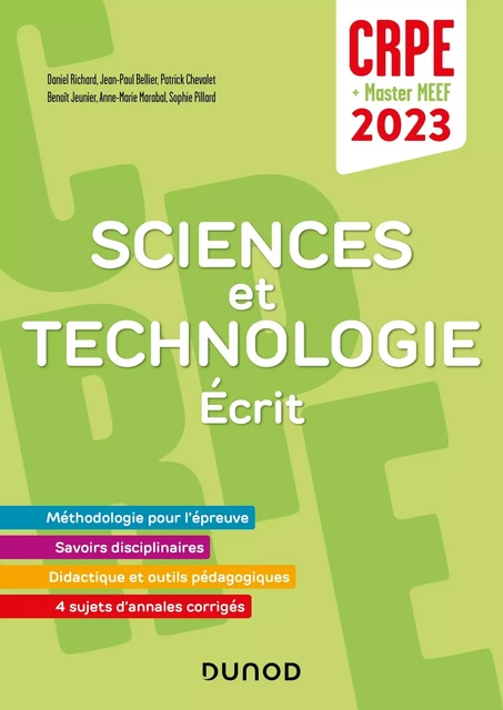 Concours Professeur des écoles 2023 - Sciences et technologie - Daniel Richard, Jean-Paul Bellier, Patrick Chevalet, Benoit Jeunier, Anne-Marie Marabal, Sophie Pillard - Dunod