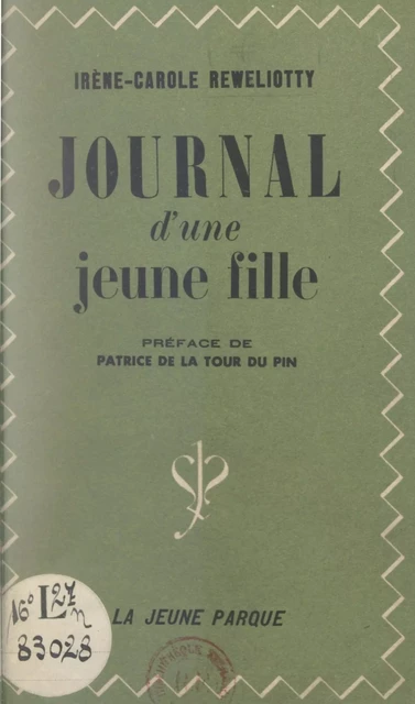 Journal d'une jeune fille - Irène-Carole Reweliotty - FeniXX réédition numérique