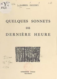 Quelques sonnets de dernière heure