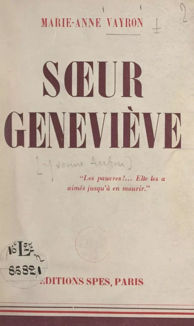 Sœur Geneviève - Marie-Anne Vayron - FeniXX réédition numérique