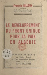 Le développement du front unique pour la paix en Algérie