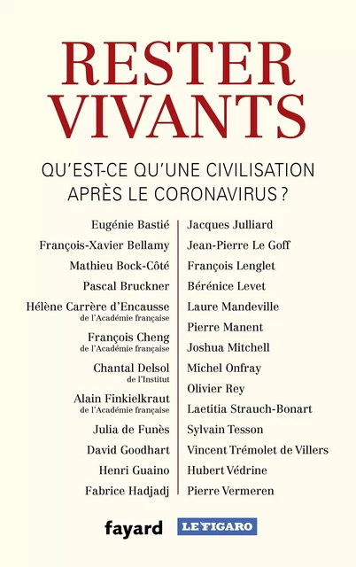 Rester vivants, qu'est-ce qu'une civilisation après le coronavirus ? -  Collectif - Fayard