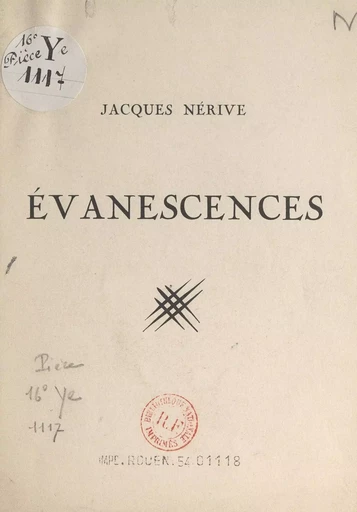 Évanescences - Jacques Nérive - FeniXX réédition numérique