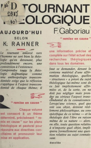 Le tournant théologique - Florent Gaboriau - FeniXX réédition numérique