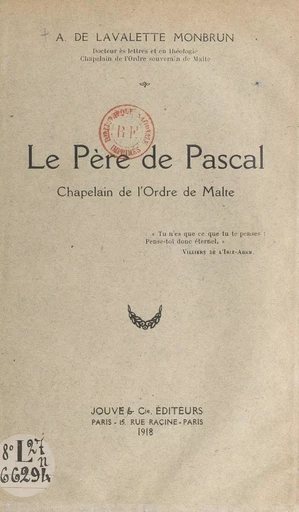 Le Père de Pascal - Amable de La Valette Monbrun - FeniXX réédition numérique