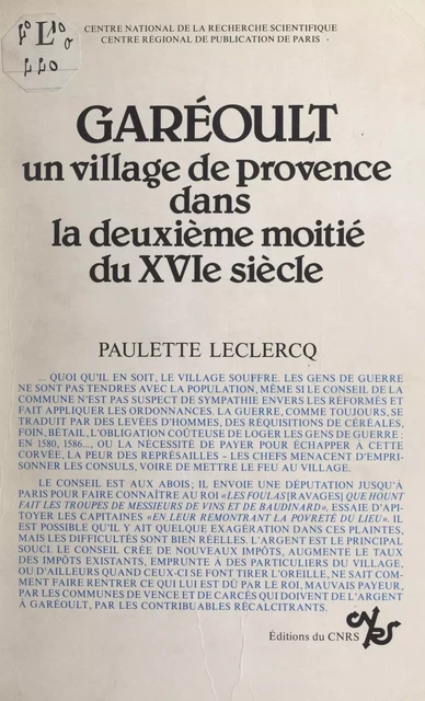 Garéoult - Paulette Leclerq - FeniXX réédition numérique