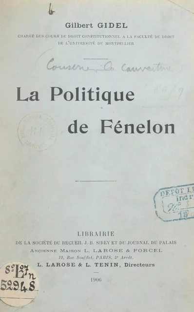 La politique de Fénelon - Gilbert Gidel - FeniXX réédition numérique