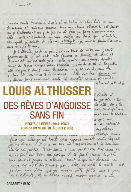 Des rêves d'angoisse sans fin - Louis Althusser - Grasset