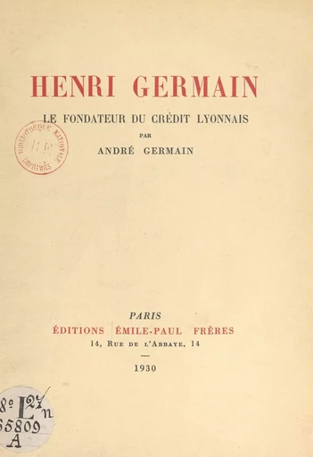 Henri Germain - André Germain - FeniXX réédition numérique