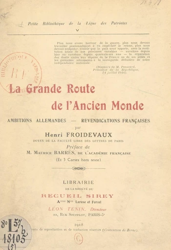 La grande route de l'ancien monde - Henri Froidevaux - FeniXX réédition numérique